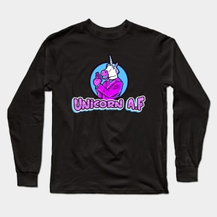 Unicorn AF, Funny Cute, Unicorn Gift, Unicorn Meme Long Sleeve T-Shirt